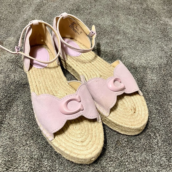 COACH DILLON SUEDE ESPADRILLE STRAPPY SANDAL VIOLET 8.5 NEW - Picture 1 of 6